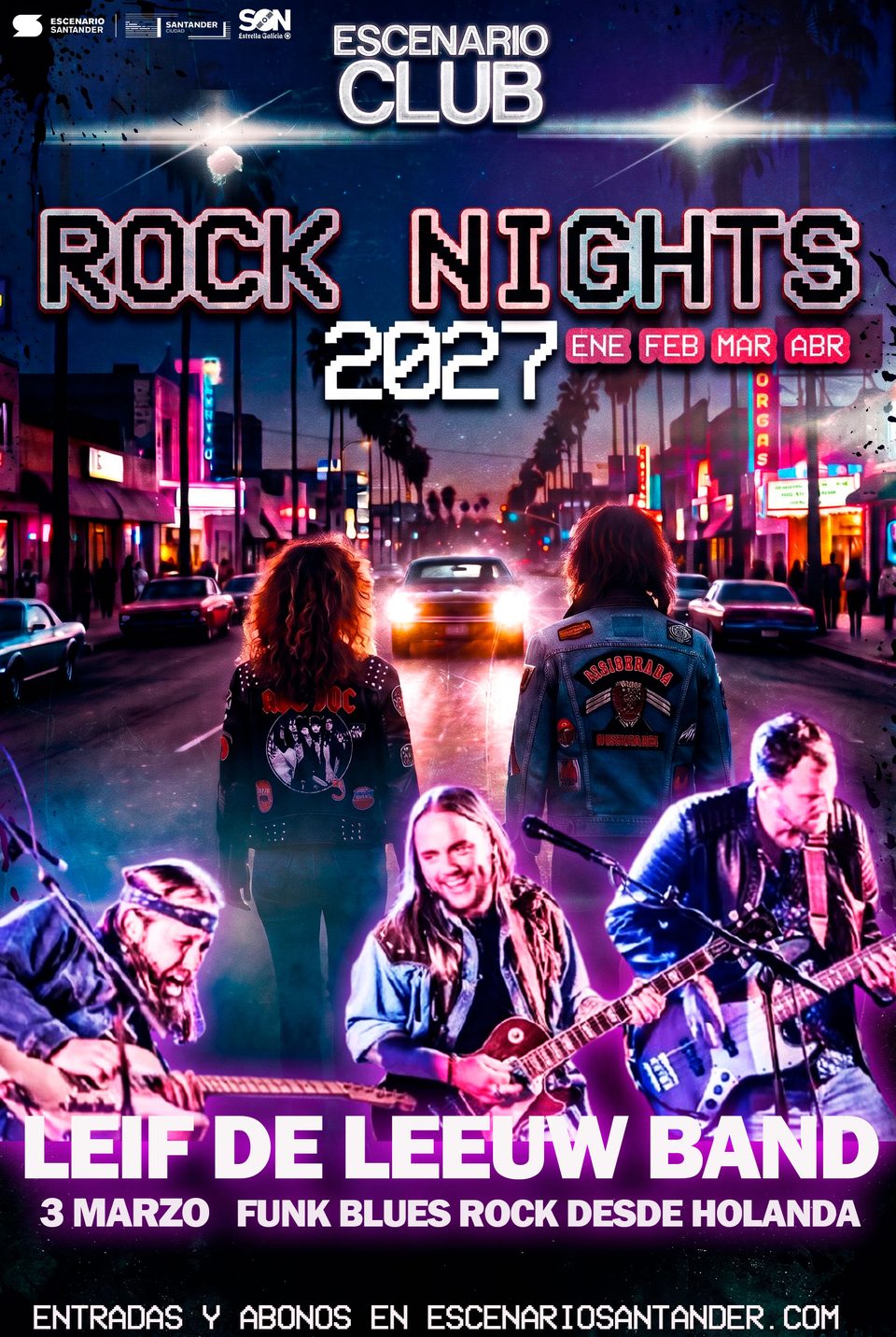 Cartel oficial de Leif de Leeuw Band en Rock Nights 2027, 3 de marzo, funk blues rock desde Holanda